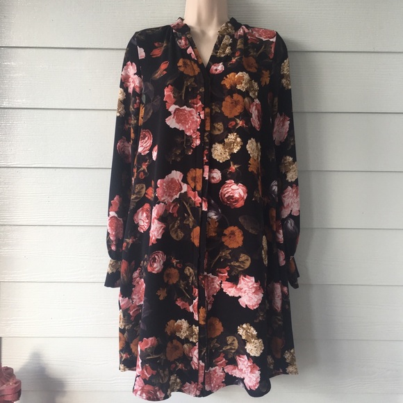 h&m floral shirt dress